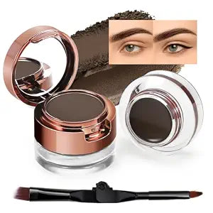 Cream Eyebrow Duo Kit, Brow Powder and Eyeliner Gel, Eye Brow Pomade Waterproof Highly Pigmented, Filler Thicker Brows, with Dual Head Brush