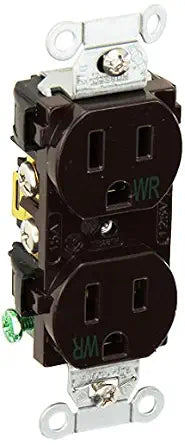 Hubbell BR15WR Weather Resistant, Common Ground, 15 amp, 125V, 5-15R, Brown