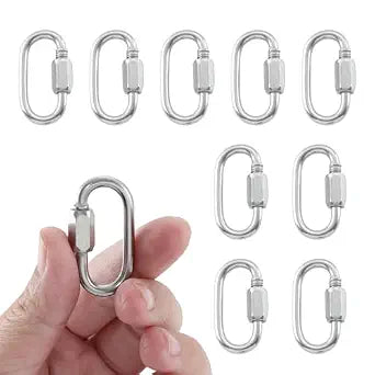 1/8 in Stainless Steel Quick Links, D-Shaped Chain Connectors, 10 Pack