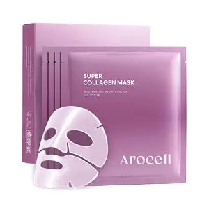 AROCELL Super Collagen Overnight Hydrogel Mask with Retinol, Stem Cell & Pure Atelo Collagen | Firming, Lifting, Plumping, Long-Lasting Glow | Korean Glass Skin Care | 43g x 4