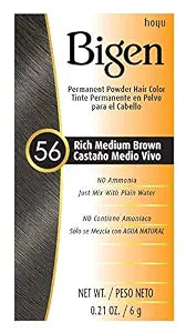 Bigen Powder Hair Color #56 Rich Medium Brown 0.21oz (3 Pack)
