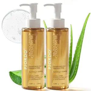 Pjordo 2Pcs Microcurrent Conductive Gel for Facial and Body Care, Moisturizing Gel with Hyaluronic Acid & Aloe Vera, Fragrance-Free, Paraben-Free