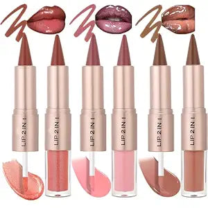 3Pcs Dual-Ended Matte Lip Liner & Liquid Lipstick,2 in 1 Lip Combo Set