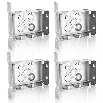 Silkfly 4 Pack 3 Gang 4 x 6 Inch Galvanized Steel Masonry Electrical Box