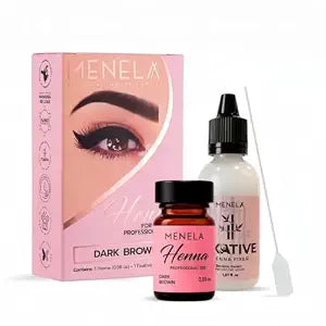 MENELA Hair Henna Dark Brown Color Kit โ Vegan & Ammonia-Free Formula โ 2.5g Henna & 15ml Fixer with Bamboo Extract โ Up to 60 Uses