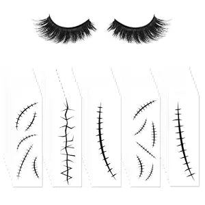 41 Pcs Halloween Costume Accessories Include 40 Pcs Scars Stitches Tattoos and Eyelashes Sticker for Women Cosplay Dress Up