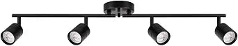 mirrea Complete Black Track Light Kit 4-Light Bulb Replaceable LED Ceiling Spotlight with 4 8W GU10 Bulbs 3000K Warm White 90 CRI 38 Beam Angle