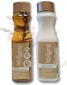 Milagros Shampoo y Acondicionador Herbal - Romero, Jengibre y Arroz 100% natural | Combate caida del cabello y promueve su crecimiento.