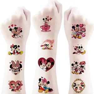 50 Sheets Mickey Minnie Temporary Tattoos Birthday Themed Party Supplies Decoration Favors Cartoon Cute Sticker for Kids Boys Home Activity Class Prizes Carnival Christmas Rewards