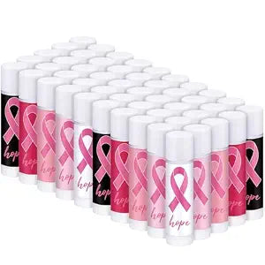 Siifert 50 Pack Breast Cancer Awareness Lip Balms, Pink Ribbon Party Favor