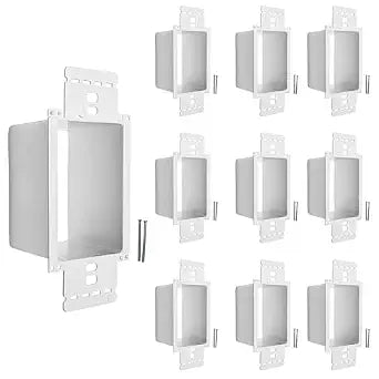 BestMounts - 10 Pack Electrical Power Outlet Box Extender Kit Single Gang Box Extender - Single Receptacle Heavy Duty Plastic (White)