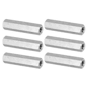 PATIKIL M4 x 0.7-Pitch 304 Stainless Steel Hex Coupling Nuts, 6Pcs 30mm/ 1.2" Length Coarse Fully Threaded Rod Coupling Nut Studding Connector Fasteners, Silver Tone