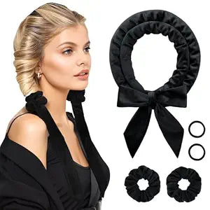 Heatless Curls Overnight Hair Curlers to Sleep In Overnight Curls for Women Heatless Hair Curler for Long Hair Overnight Headband (Black)