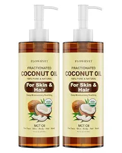 USDA Organic Fractionated MCT Coconut Oil for Skin, 2 x 16 Fl Oz