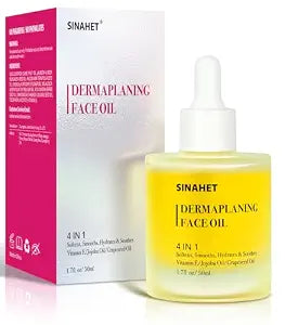 SINAHET Dermaplaning Oil, Natural Moisturizing Shave for Face & Body Hair, Skin Soothing oil made with essence of Jojoba, Vitamin E, Tea Tree, and Grape Seed (1.7fl. oz/50ml)