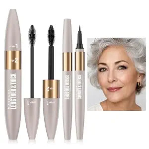 Erinde Black Tubing Mascara & Liquid Eyeliner Set for Older Women 60 Plus