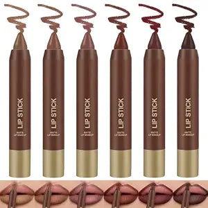 6 Pcs Matte Lipstick Set, Creamy Lip Liner Pencil, Long Lasting Silky and Luxurious Lipsticks, Waterproof, Vegan & Cruelty-Free