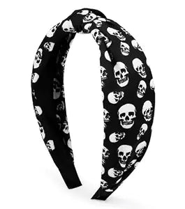 Huachi Halloween Headbands for Women Spooky Skull Print Headband, Cute Knotted Headband for Girls Non Slip Halloween Hair Accessories 