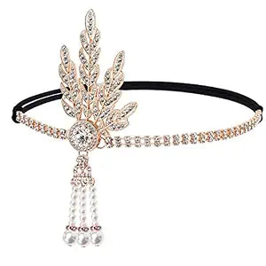 GORTIN 1920s Flapper Headpiece Rhinestones Flapper Headband Bridal Wedding Roaring 20s Hair Accessories for women (Gold)