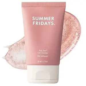 Summer Fridays Pink Dew Gel Facial Cleanser - pH-Balanced Foaming Gel Face Wash for Oily, Blemish-Prone + Sensitive Skin - Refreshing + Hydrating Gentle Face Cleanser for Soft, Radiant Skin(1.7 fl oz)