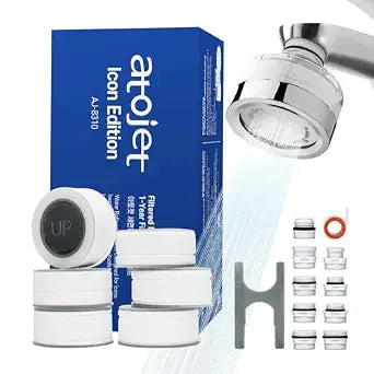 Cleansing Washbasin Faucet Filter Inspired By Korea's Beauty Culture - Pure Carbon Filters for Bathroom (1 Year Supply) Compatible with Atojet (AJ8310C-SET-1YR)