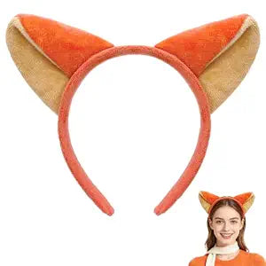 QLINLEAF Fox Ears Headband Orange Animal Ears headband for Women Halloween