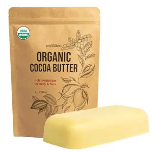 Organic Cocoa Butter Raw Unrefined - Food Grade USDA Certified - for Scars, Stretch Marks Cream - 100% Cocoa Butter Raw Organic for Skin Moisturizer, Lip Balm 8 oz