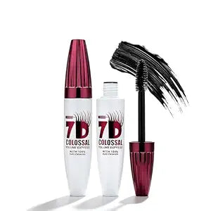 2 Packs 7D Waterproof Volume Mascara, Long Lasting Buildable Volume Natural Curling Lashes,Lengthening Thickening Softer Fuller Lashes Mascara, Natural Length, Exquisitely Full Lashes