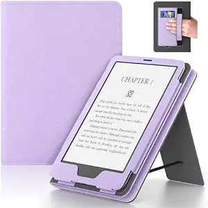 6in Tablet Case with Stand and Hand Strap,Incompatible with Old Version, Durable Synthetic Leather Cover with Auto Sleep Wake, Light Purple