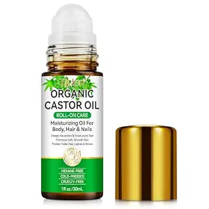 ISUNRISE Castor Oil Roll On for Belly, Face, Under Eyes, Body Skin & Hair - 100% Pure Hexane Free Cold Pressed Organic Castor Oil Roller, Easy Application & Absorb - 1fl.oz