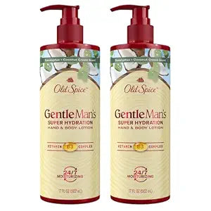 Old Spice Hand & Body Lotion for Men, Gentleman's Super Hydration, 24/7 Moisturizing with Vitamin B3 Complex, Fast Absorping, Eucalyptus & Coconut Cream, 17 oz (Pack of 2)