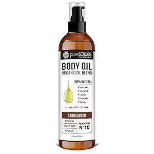 pureSCRUBS Ultra Moisturizing Sandalwood Body Oil for Dry Skin, 4oz