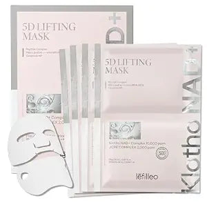 5D Lifting Mask | Dual Lifting Face Mask with Klotho NAD+ PDRN & NMN Complex | Anti Wrinkle and Firming | Korean Skincare | (Top 20 mL + Bottom 28 mL) x 4 sheets
