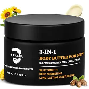 YEALIR Body Butter for Men, Body Lotion & Cream for Dry Skin, 3.38 oz