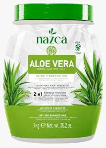 EXTRA LARGE 35.2oz Aloe Vera 2-in-1 Hair Hydration & Styling Cream – Ultra Hydration for Dry & Damaged Hair – Strengthens, Softens & Adds Shine – Vegan Formula with Shea Butter & Avocado Oil – 1kg