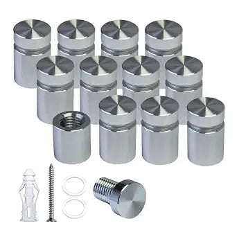 Pack of 12 Aluminum Standoff Screws Wall Sign Standoff Mounting Hardware Standoff Mounts for Acrylic Picture Frame (12, Silver, 1/2" x 1/2")