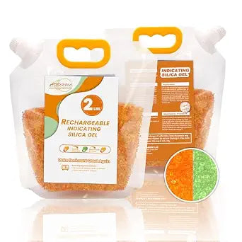 Orange Beads 2 LBS Silica Gel Desiccant Beads Reusable Desiccant Bulk Beads for 3D Filament, Electronics, Cameras, Jewelry, and Safes