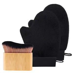 3-in-1 Self Tanning Mitt Kit, 2 Velvet Mitts & Bamboo Body Brush