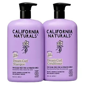 California Naturals Curl Shampoo Conditioner Set for Curly Hair, Rice Water & Shea Butter for Frizz-Free Curls, Vegan, Paraben, Sulfate & Silicone Free, Color Safe, 16.5 oz