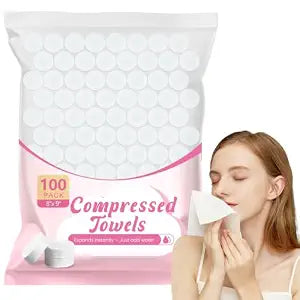 GLIMGLINT 100 Pcs Compressed Towels, Mini Disposable Face Towels Tablets