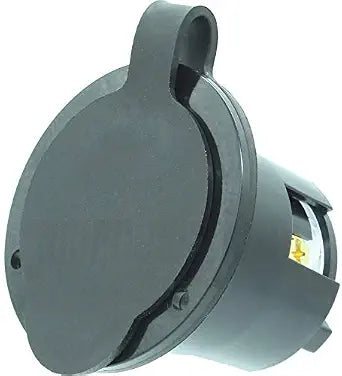 Journeyman-Pro 2415, NEMA L14-20 Flanged Inlet Generator Plug, 20A 125/250 Volt, Locking Receptacle Socket, Black Industrial Grade, Grounding 5000 Watts (with Waterproof Cover)