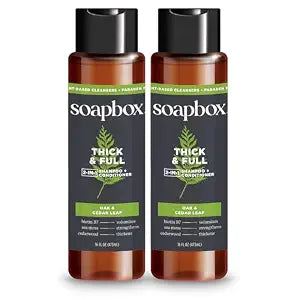 Soapbox Thick & Full Men's 2-in-1 Shampoo & Conditioner, 2 Pack