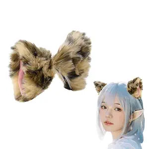 Leopard Cat Ears Hair Clip for Women Cosplay Halloween Costume for Woman Woman Cheetah Print HairAccessories for Woman Cheetah Ears Hairclip for Female Leopard Ears Hair Clips for Women