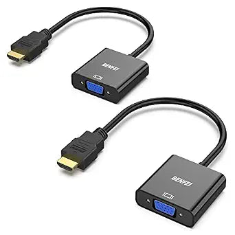 BENFEI HDMI to VGA 2 Pack, Gold-Plated HDMI to VGA Adapter (Male to Female) for Computer, Desktop, Laptop, PC, Monitor, Projector, HDTV, Chromebook, Raspberry Pi, Roku, Xbox and More - Black