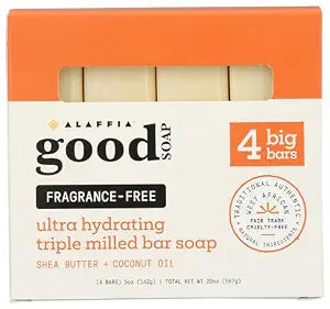 Alaffia, Good Soap Unscented Shea Value Pack 4 Count, 5 Ounce