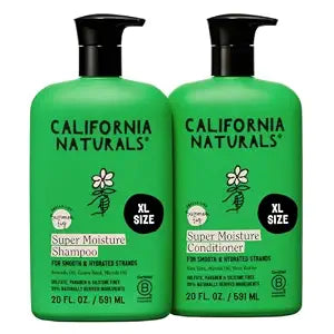 California Naturals Super Moisture Summer Fig Shampoo and Conditioner Set for Dry, Damaged Hair, Natural, Vegan, Cruelty, Silicone, Paraben, and Sulfate Free, Color Safe, 20 fl oz