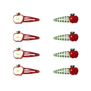 8pcs Apple Fruit Hair Clips,Cute Star Hair Barrettes for Women, Kawaii Y2k Apple Hair Accessories (Red)