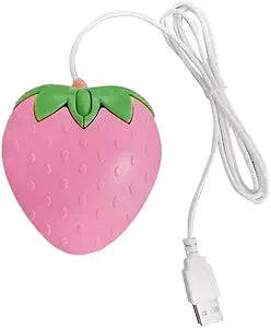 Strawberry USB Corded Mouse Small Optical PC Computer Game Mouse for Girls, rosy