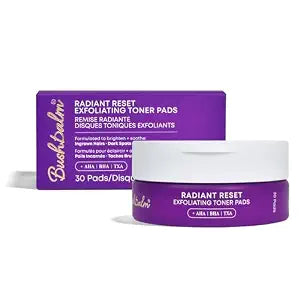 Bushbalm Radiant Reset Exfoliating Ingrown Hair Pads - 30 Large Pads