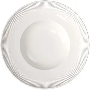 Villeroy & Boch Afina Wide Rim Soup/Pasta Deep Plate, Premium Porcelain, Made in Germany, Dishwasher and Microwave Safe, 9.75 x 2.25 in, 10 oz Capacity, Stackable, Rich, Creamy White
